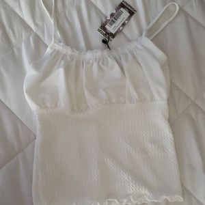 White Jersey Lace Trim Cami